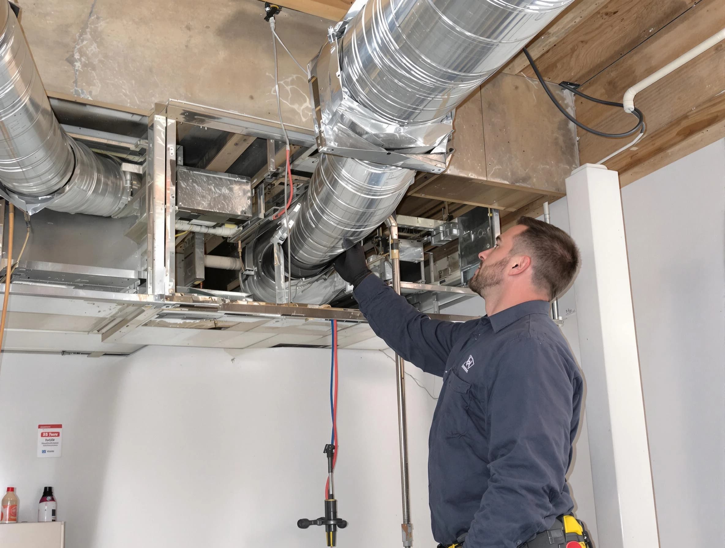 Smyrna Air Duct Cleaning technician performing professional air duct repair using specialized tools in Smyrna