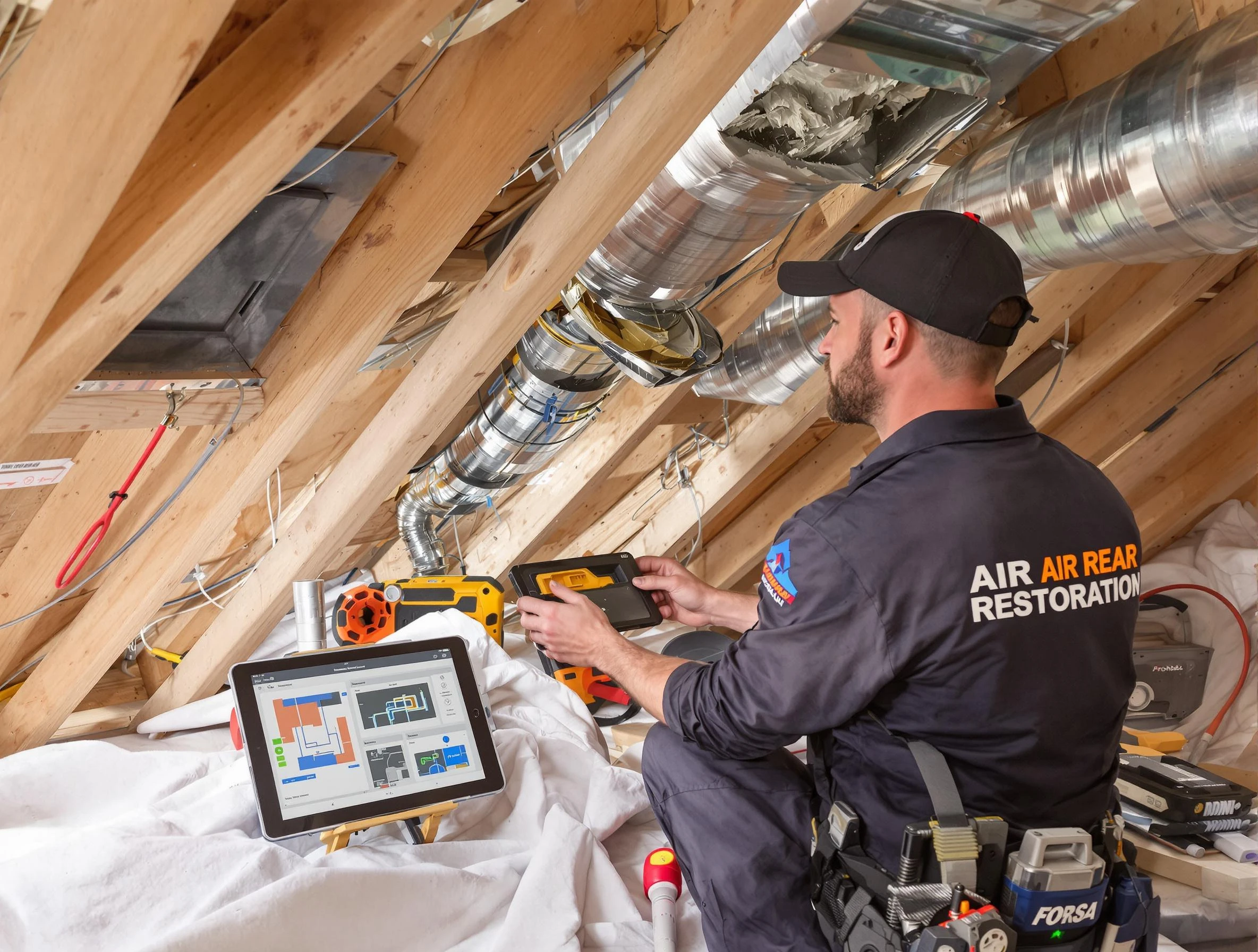 Smyrna Air Duct Cleaning technician performing precise duct repair work in Smyrna