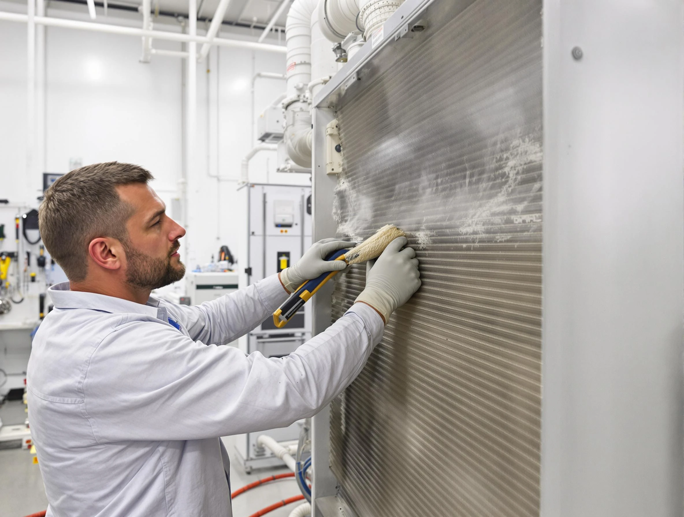 Smyrna Air Duct Cleaning technician performing precision commercial coil cleaning at a Smyrna business