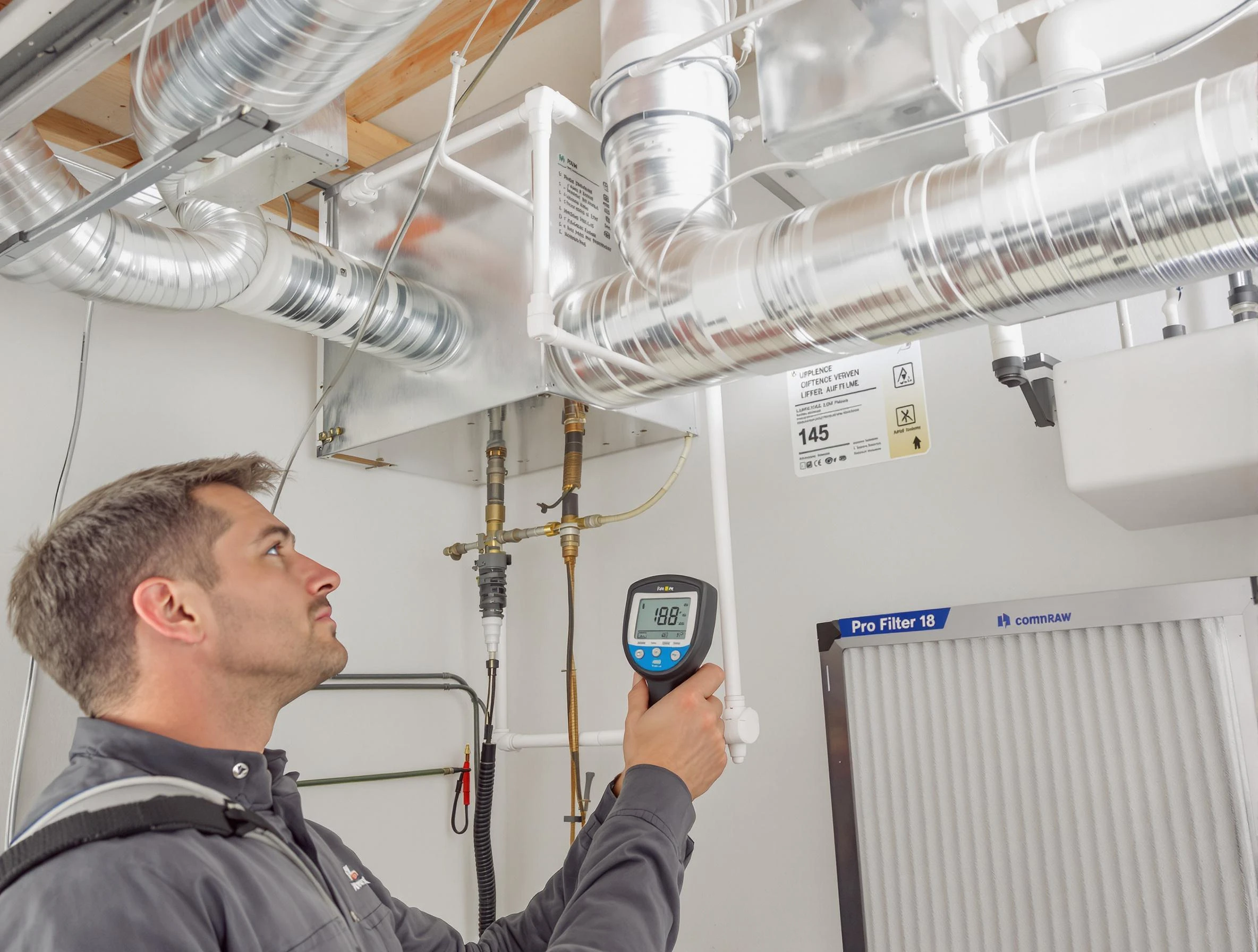 Smyrna Air Duct Cleaning expert conducting detailed filter system inspection using diagnostic tools in Smyrna