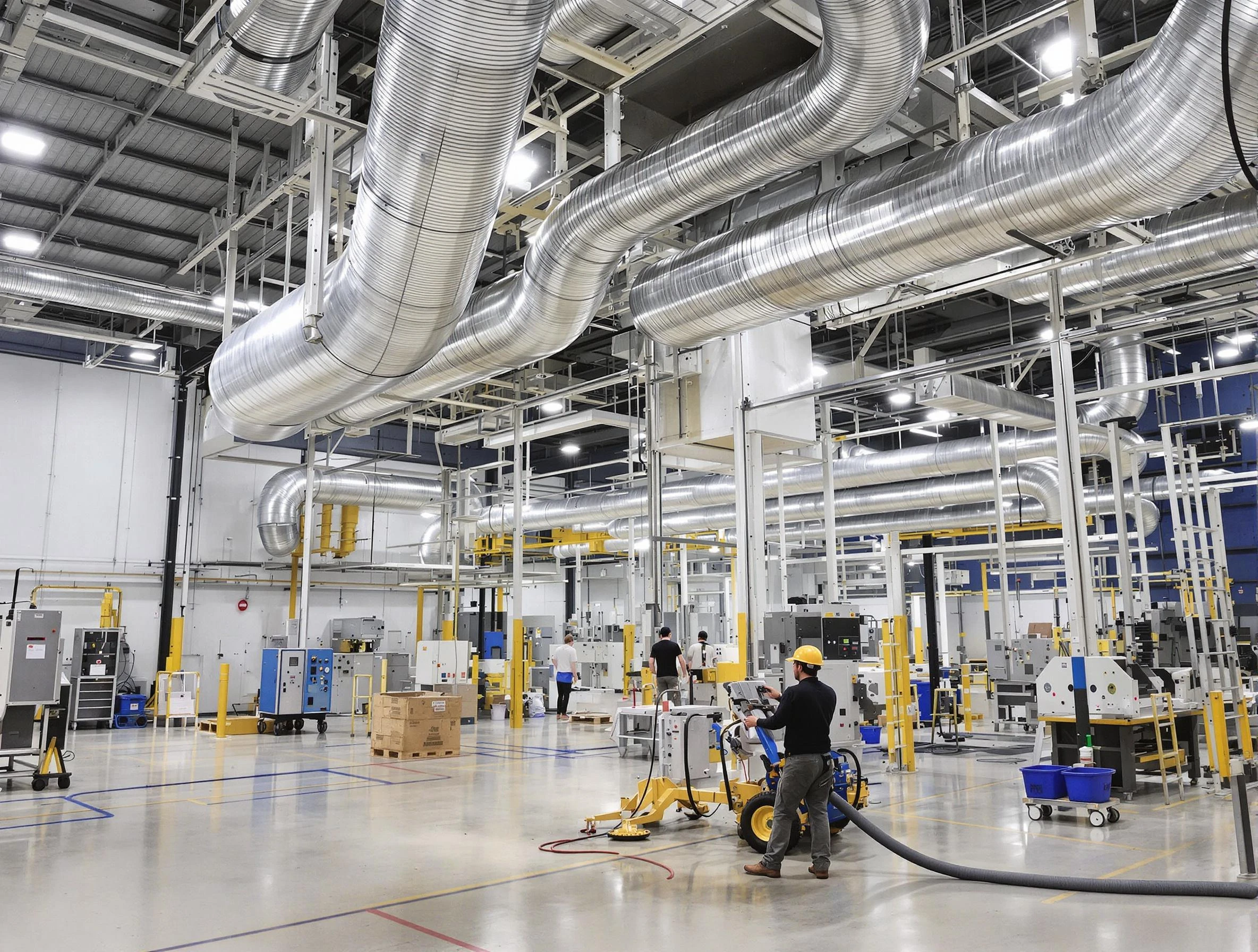 Smyrna Air Duct Cleaning team performing comprehensive industrial duct cleaning at a large facility in Smyrna